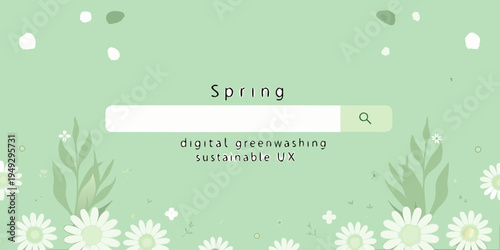 Spring themed digital interface with floral elements and search bar