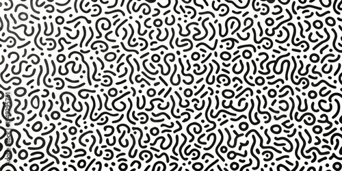 Intricate black and white abstract pattern of organic flowing lines