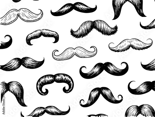 Black and white style mustache pattern a white background facial hair