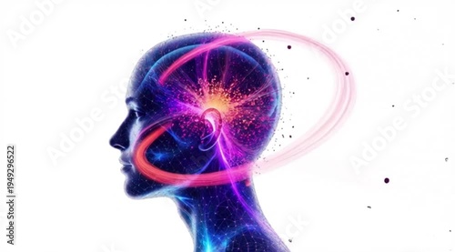 Wallpaper Mural A woman wearing futuristic virtual reality goggles in a video experience Torontodigital.ca