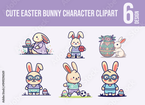 Cute Easter Bunny Character Clipart