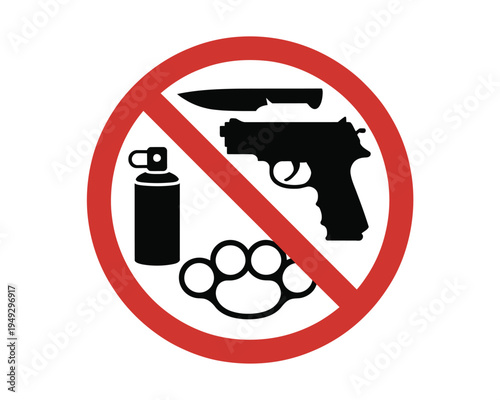 No Weapons Warning Symbol for Restricted Areas