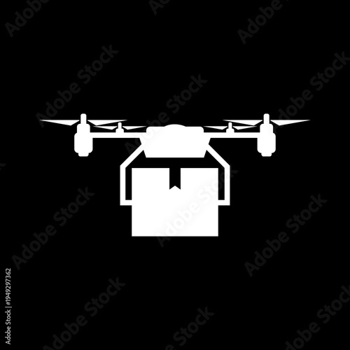 Drone Delivery icon isolated on black background