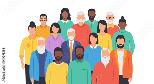 Diverse Crowd of People Vector Illustration - Global Community, Teamwork & Inclusion Concept