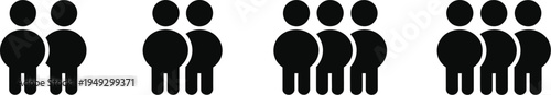 People group icon set with human silhouette figures representing teamwork partnership community social networks meeting collaboration crowd assembly and professional unity