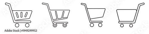 Shopping Cart Thin Line Icon set