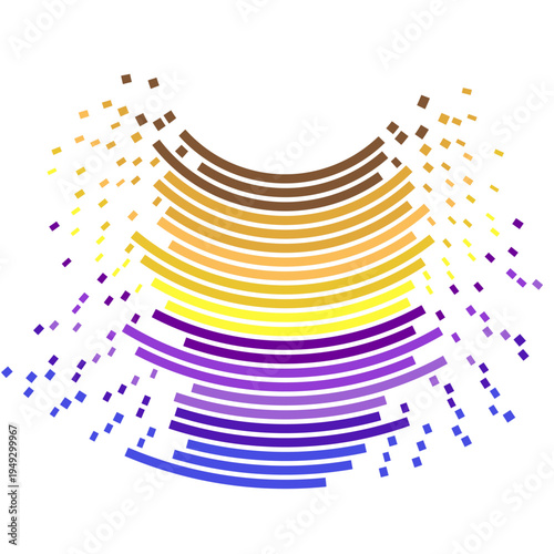 Abstract Colorful Geometric Wave Lines with Pixel Effect Background