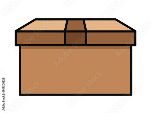 Simple Cardboard Box Illustration with Tape Seal.