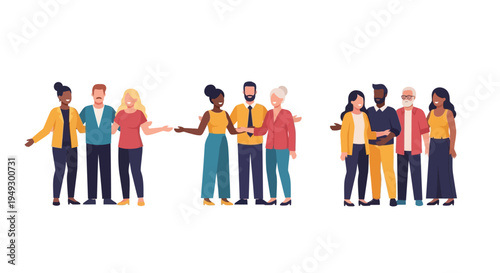 Diverse Groups of People Standing Together: Unity, Teamwork, and Inclusive Community Concept