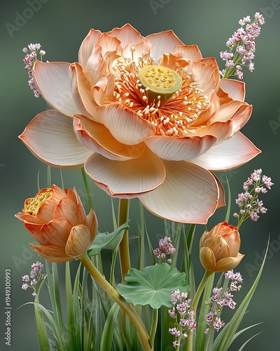 Soft pastel lotus bloom high resolution picture