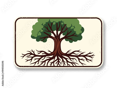 Stylized Tree with Extensive Root System Illustration.
