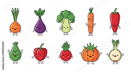 Cartoon vegetables collection illustration