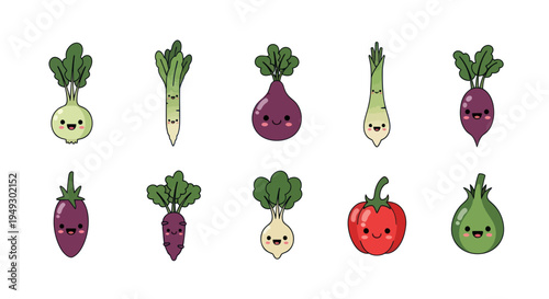 Cartoon vegetables collection illustration