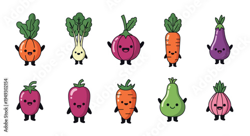Cartoon vegetables collection illustration