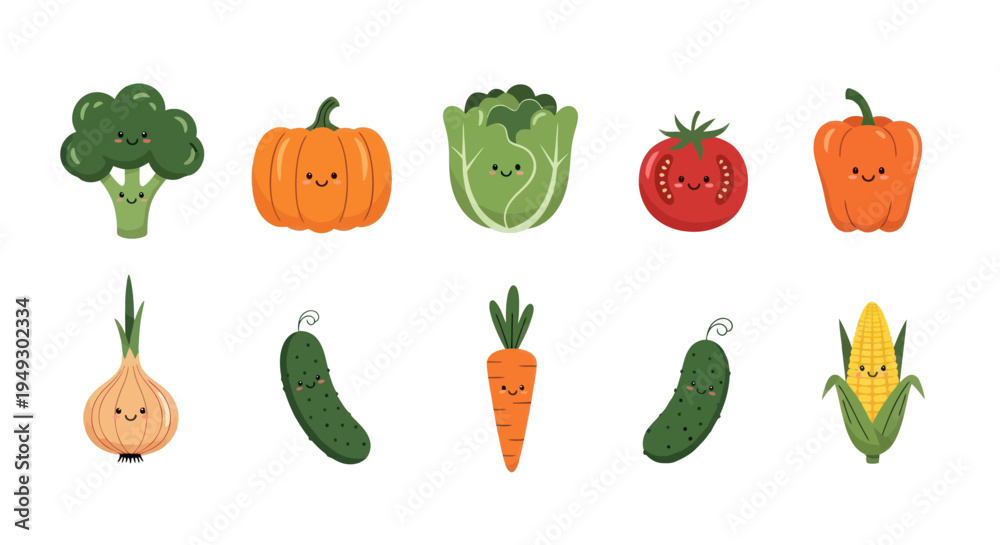 Fototapeta premium Cartoon vegetables illustration