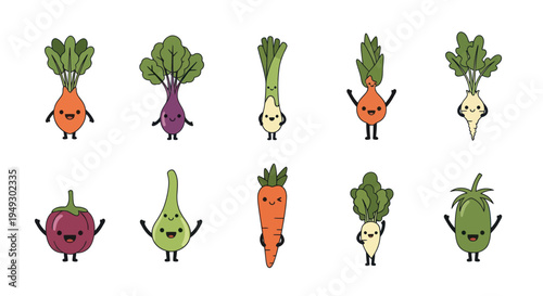 Cartoon vegetables healthy food illustration