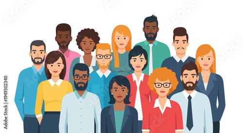 Diverse Group of Professionals Standing Together: Multicultural Team & Community Collaboration