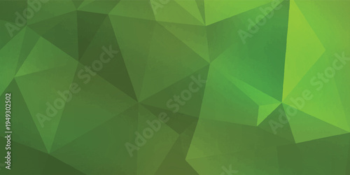 Abstract background with forest green and lime green low poly polygonal design eps10