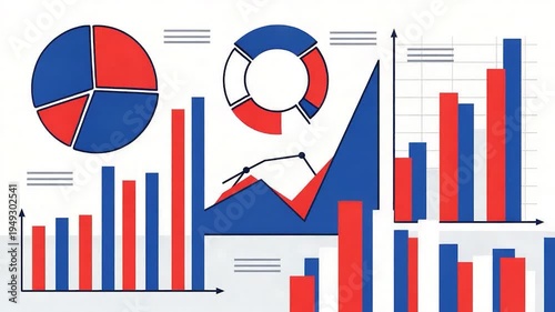 Business data analysis graph charts.