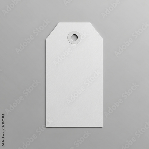 Minimalist Blank White Paper Hanging Tag Mockup Isolated on Gray Background for Product Label and Branding Design
