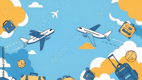 Air travel luggage and planes.