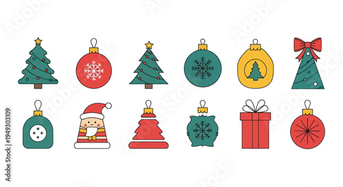 Christmas ornaments collection vector design