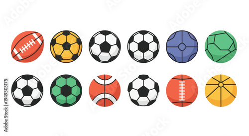 Collection of colorful sports balls