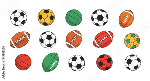 Collection of sport balls on white