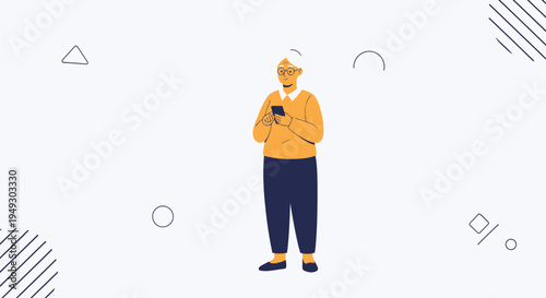 Elderly Person Using Smartphone, Modern Technology, Senior Lifestyle