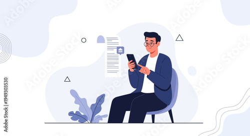 Man Using Smartphone for Online Services and Information