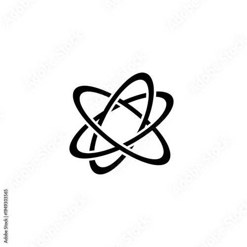 Abstract atom icon vector graphic of scientific symbol on white background