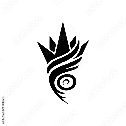 Abstract black and white crown icon design element for conceptual usage