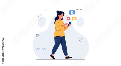 Woman Using Smartphone for Online Shopping and Financial Transactions