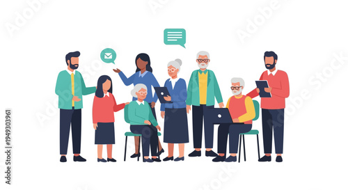 Diverse Multigenerational Group Learning Digital Skills: Seniors and Young Adults Collaborating with Technology