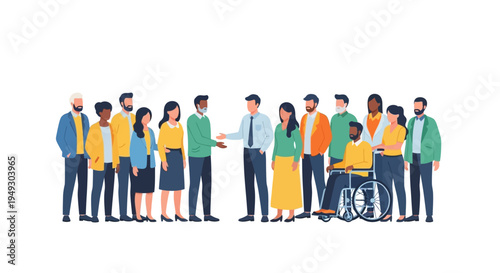 Diverse Business Team Collaboration and Partnership Meeting with Handshake Illustration