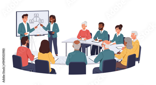 Diverse Team Learning & Development Workshop with Presenters Leading a Multigenerational Group