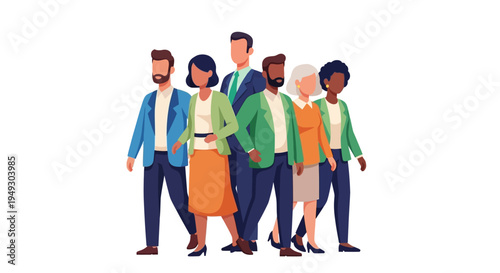 Diverse Business Team Walking Together - Multi-Ethnic & Multi-Generational Professionals