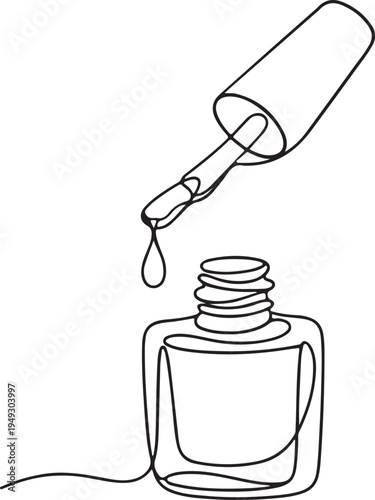 Stylish Nail Polish Bottle Minimal Line Drawing Vector Illustration For Beauty Cosmetics Fashion Design