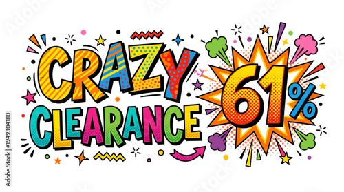 Colorful Crazy Clearance Sale Banner