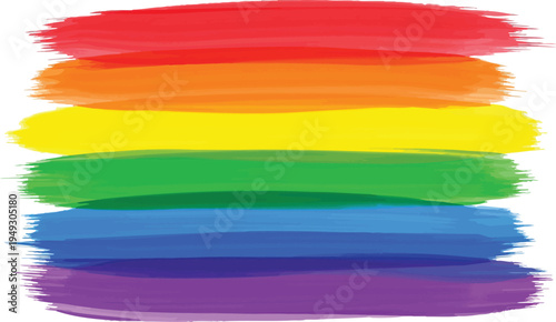 Colorful horizontal rainbow brush strokes set