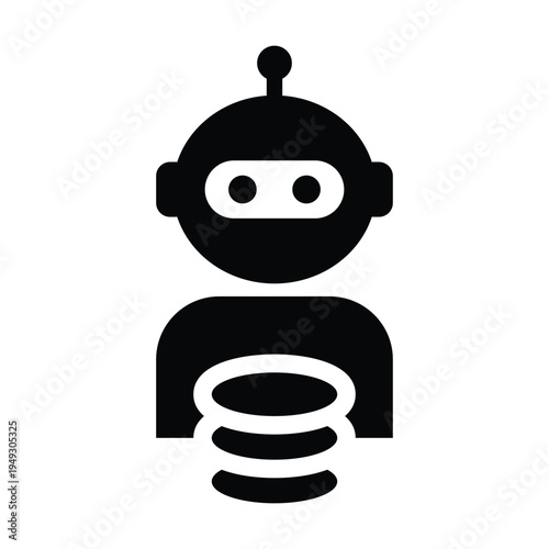 AI Robot Finance Coins Icon, money currency banking payment system vector illustration