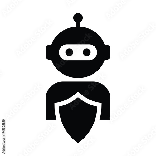 AI Robot Security Shield Icon for protection safety defence and privacy vector illustration