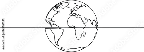 Minimalist continuous line drawing of globe