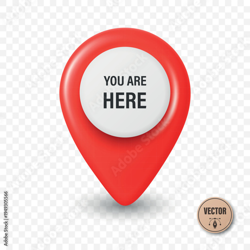 Vector 3d Realistic Red Map Pin Icon. Location Marker. Map Pin Symbol, Map Pin Badge for GPS, Navigation, Address, Place Pointer