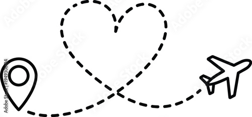 Airplane flight path forming heart