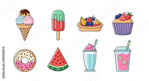 Colorful dessert treats illustration