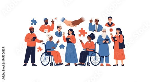 Diverse Group of People Representing Global Inclusion, Unity, and Equity - Different Backgrounds, Abilities, and Beliefs