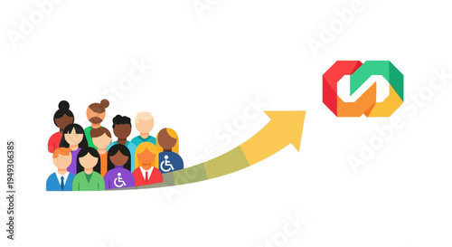 Diversity and Inclusion Driving Growth: A Diverse Team Progressing Upwards Towards Success and Corporate Goals