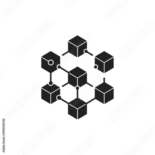 Abstract geometric diagram of connected cubes for technology and networks