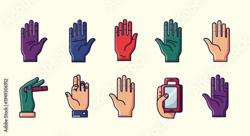 Colorful hand gestures illustration